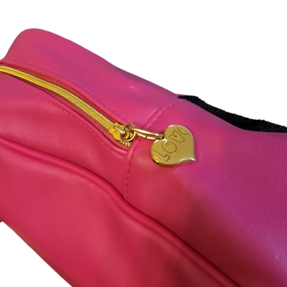 Juicy Couture Pink Blk Sequins Backpack, Gold Glitter Makeup Bag & Brushes - Picture 6 of 10